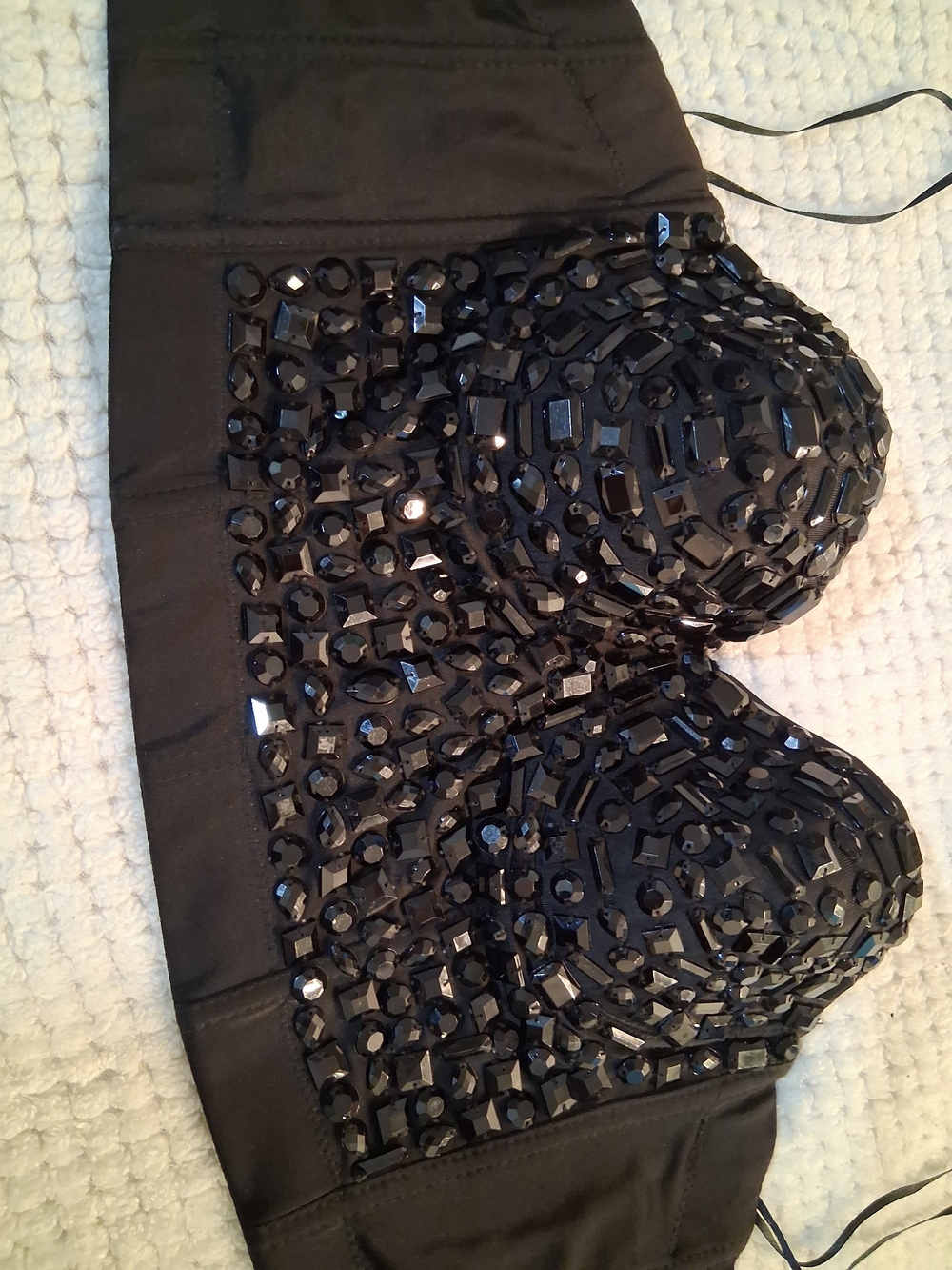 Embellished Black Sequin Bustier Crop Top